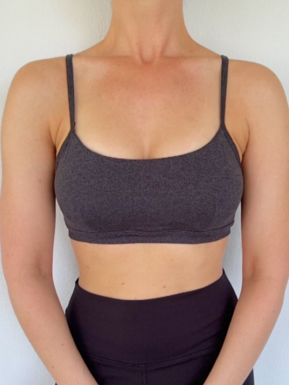 Zella dark gray cotton blend lightly padded spaghetti strap sports bra medium